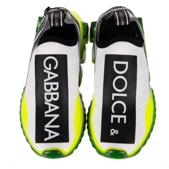 Dolce & Gabbana - Logo Slip-On Sneaker SORRENTO with Logo Stripes White Neon Yel - Picture 2 of 5